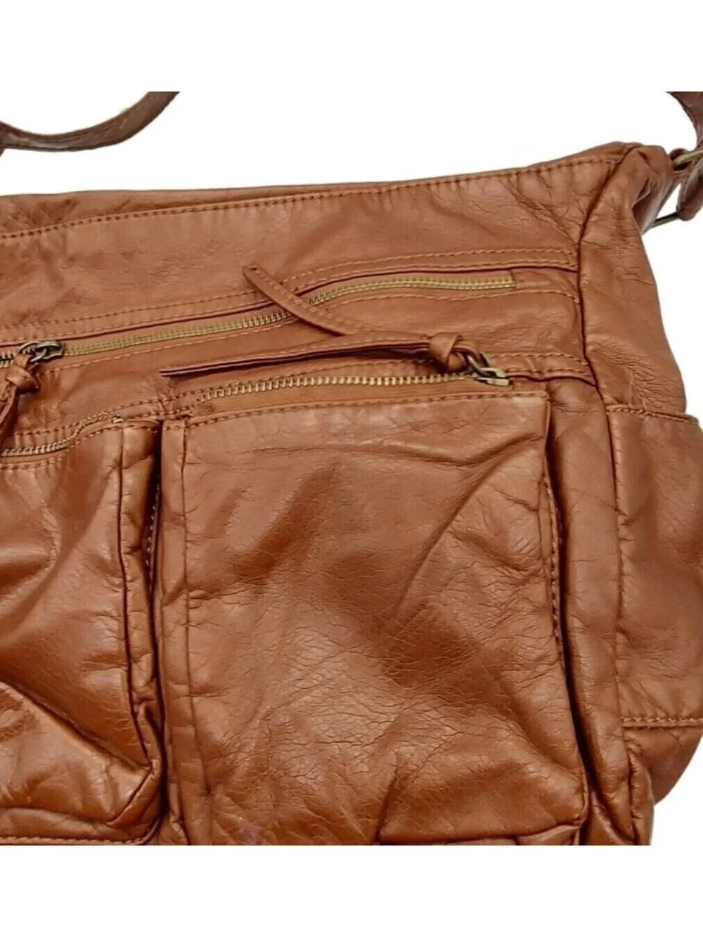 Gal Hobo Shoulder Bag Brown Faux Leather